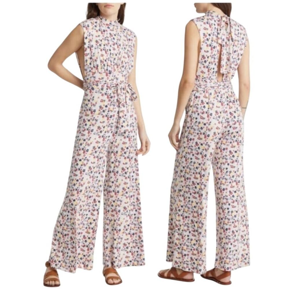 Free People Jumpsuit Vibe check tie waist size Small S